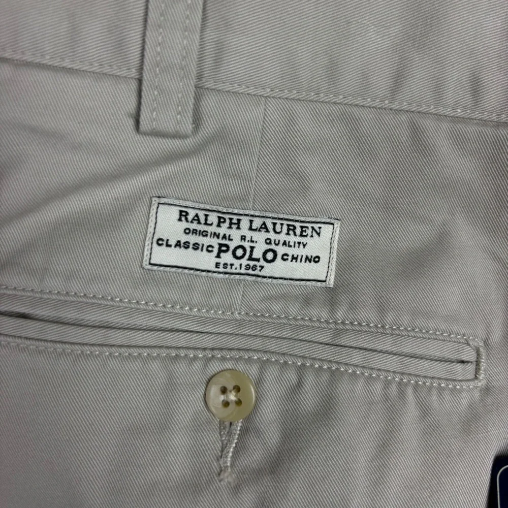 Polo Ralph Lauren Andrew Pant Mens 46x30 Khaki Tan Pleated Classic Chino NWT